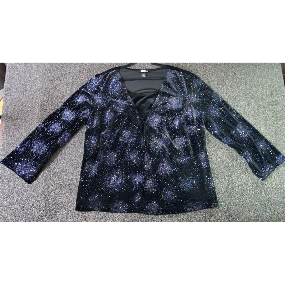 Studio 1940  Jacket w/Camisole Women's 26/28W Black Velvet Glitter Formal Party